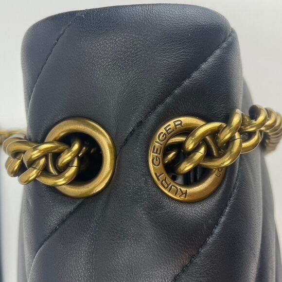 KURT GEIGER Kensington Quilted Leather Shoulder‎ Handbag Goth Punk Eagle ($275) - Picture 5 of 12